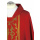 Rote Kasel aus Leinen mit breiter Borte - IHS-Monogram