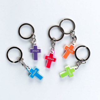 Schlüsselanhänger - Kreuz  aus Kunststoff